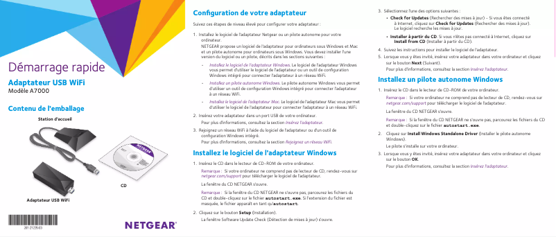 Page n°1 - Guide d'installation Netgear A7000