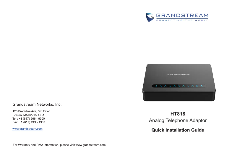Page n°1 - Guide de démarrage rapide Grandstream HT818