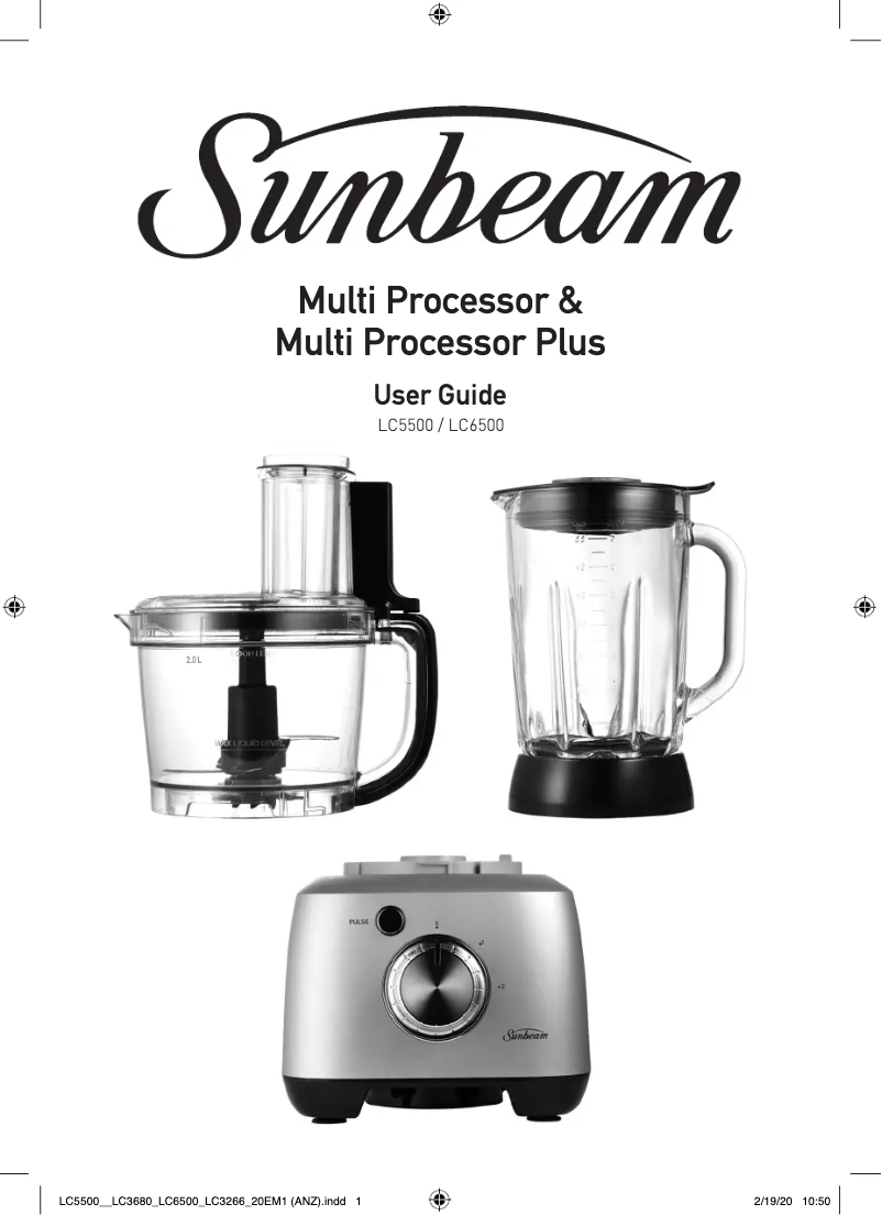Page 1 of the manual User Manual Sunbeam Multi Processor LC5500