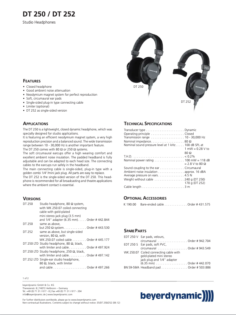 Image de la première page du manuel de l'appareil DT 252