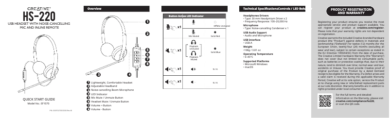 Página 1 del manual Manual de usuario Creative HS-220