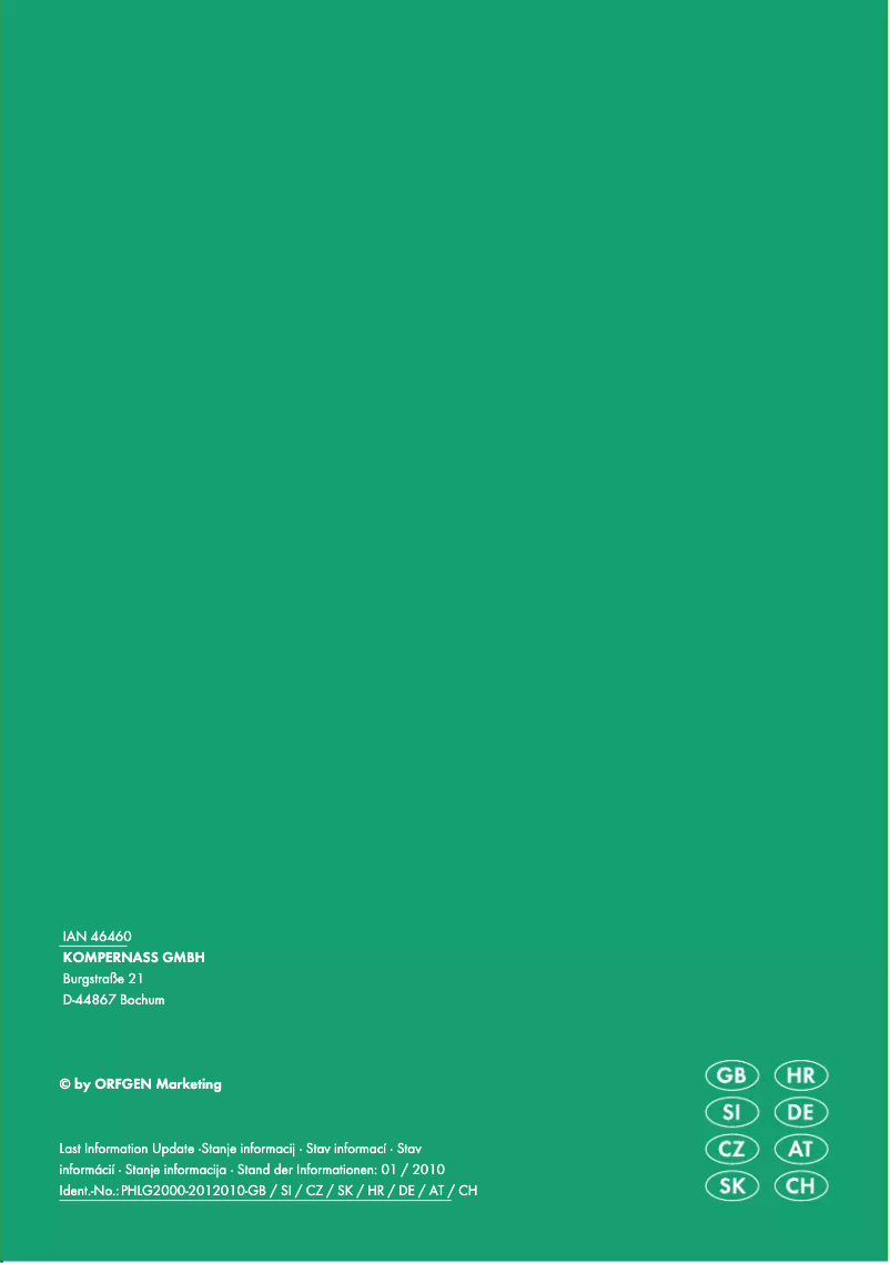 Image de la première page du manuel de l'appareil PHLG 2000-2