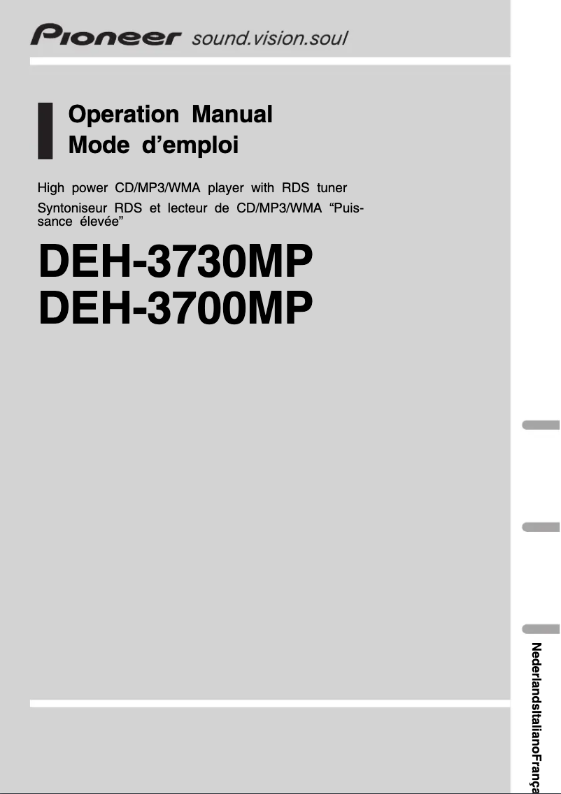 Image de la première page du manuel de l'appareil DEH-3730MP