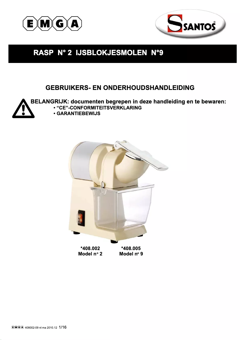 Página 1 del manual Manual de usuario Santos N° 9