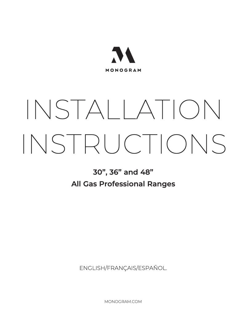 Page n°1 - Guide d'installation Monogram ZGP366NTSS