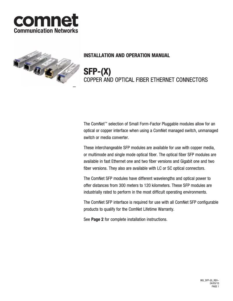 Image de la première page du manuel de l'appareil SFP-14A