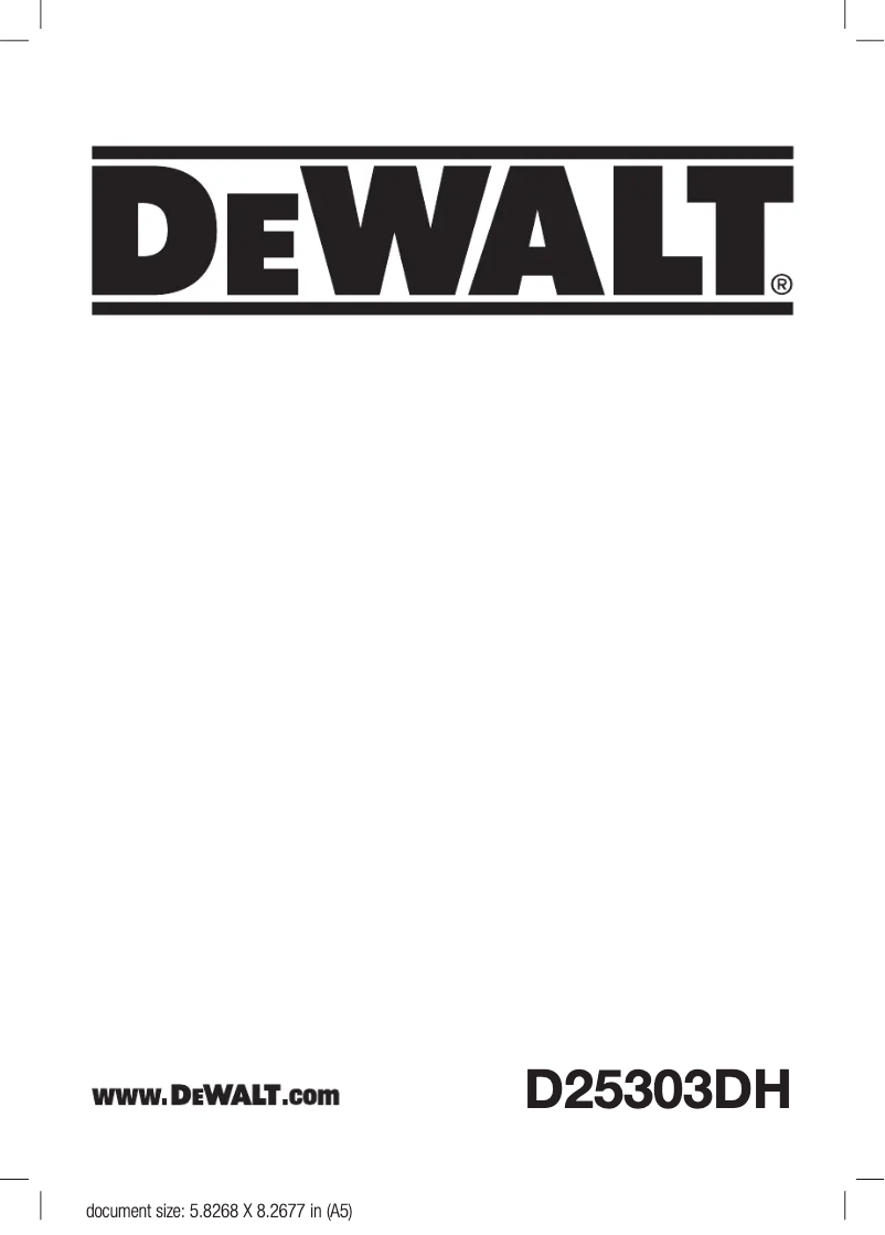 Page n°1 - Manuel utilisateur DeWalt D25303DH