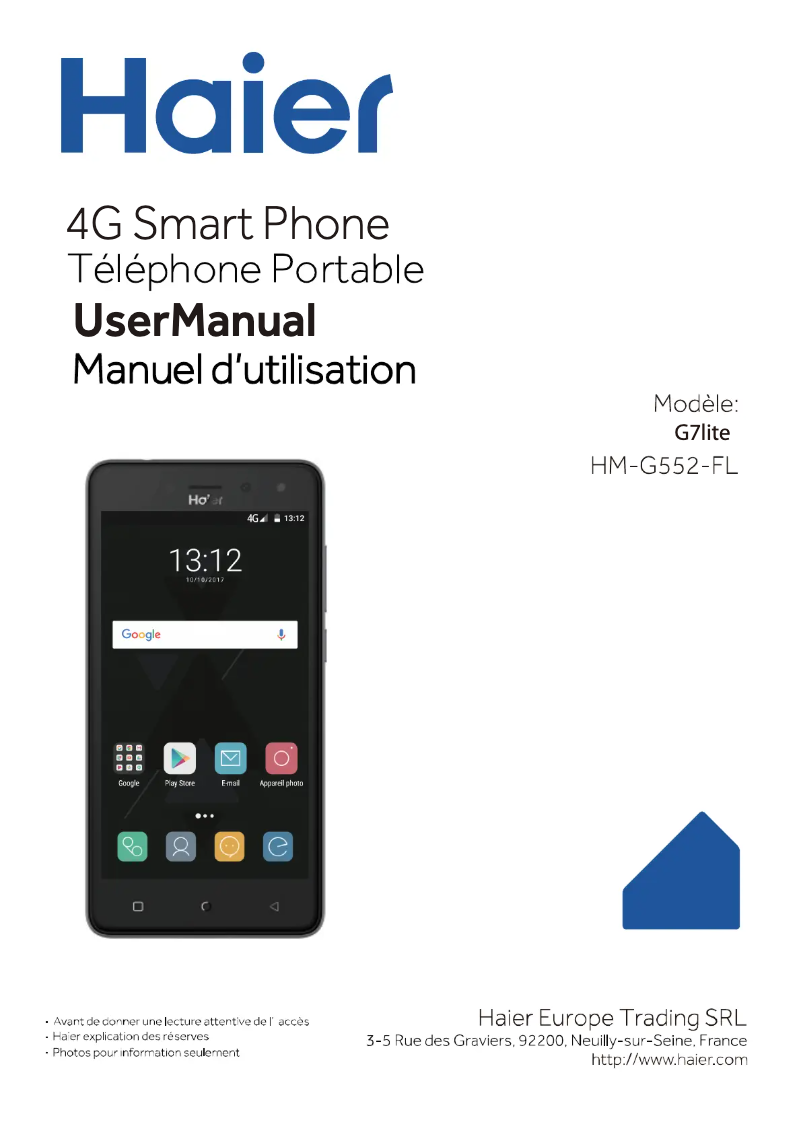 Page 1 de la notice Manuel utilisateur Haier Ginger Lite G7