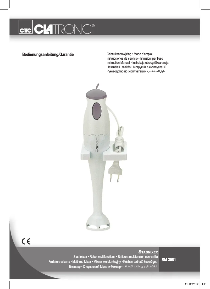 Page 1 de la notice Manuel utilisateur Clatronic SM 3282