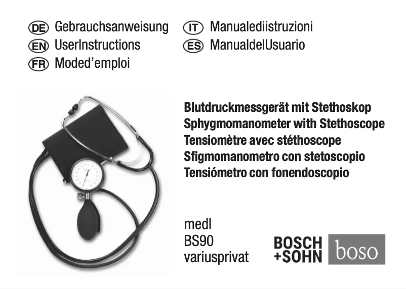 Page 1 de la notice Manuel utilisateur Boso BS 90