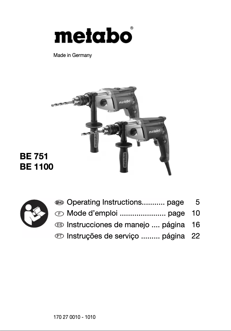 Página 1 del manual Manual de usuario Metabo BE 1100