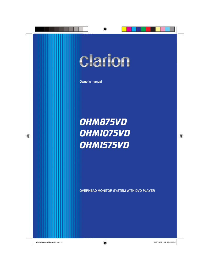 Page n°1 - Manuel utilisateur Clarion OHM875VD