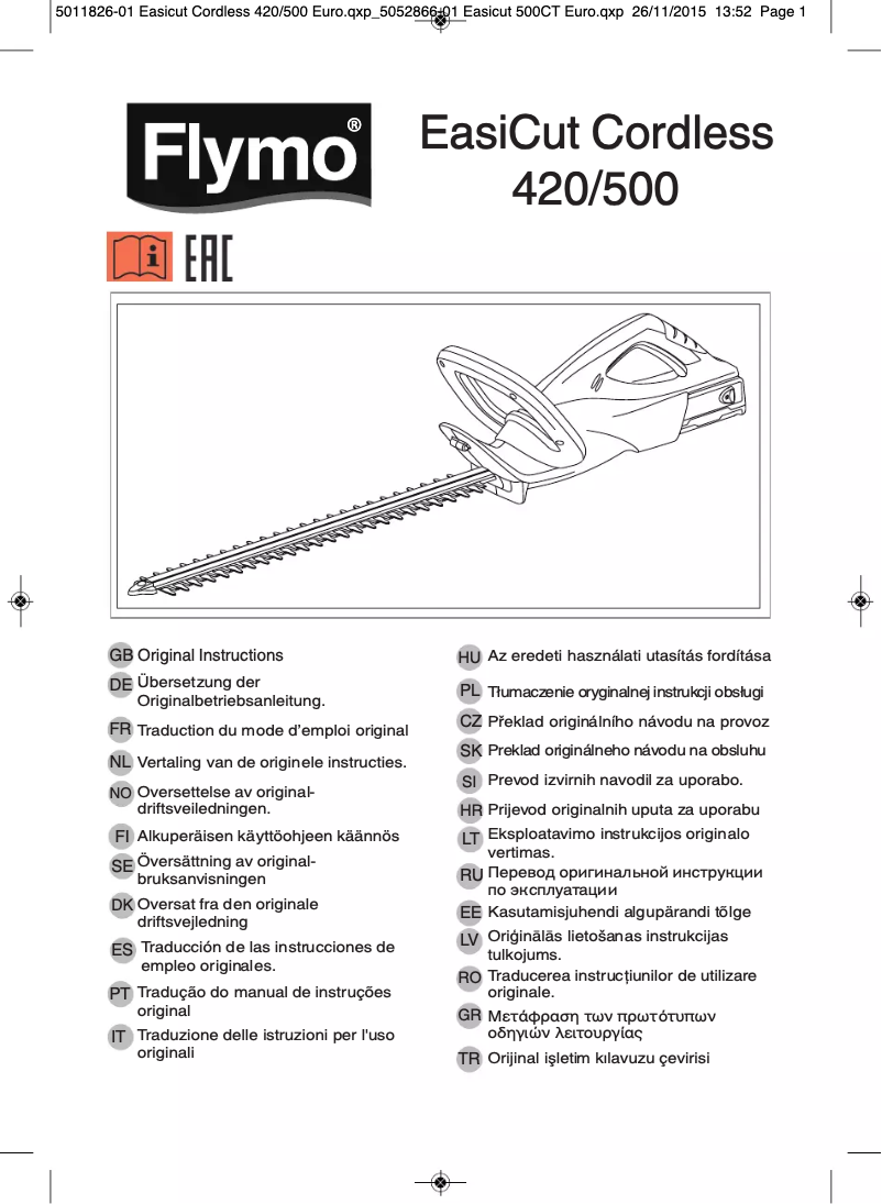 Page n°1 - Manuel utilisateur Flymo EasiCut Cordless 500