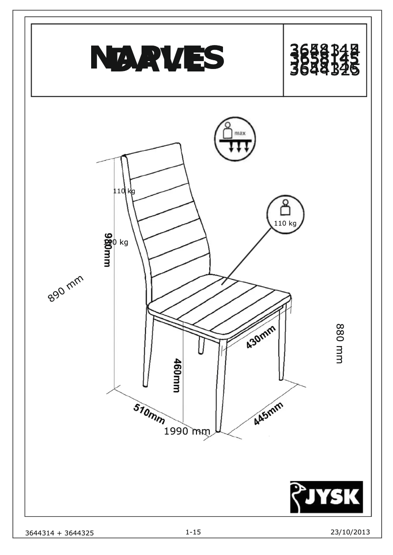 Page 1 de la notice Manuel utilisateur JYSK Dave