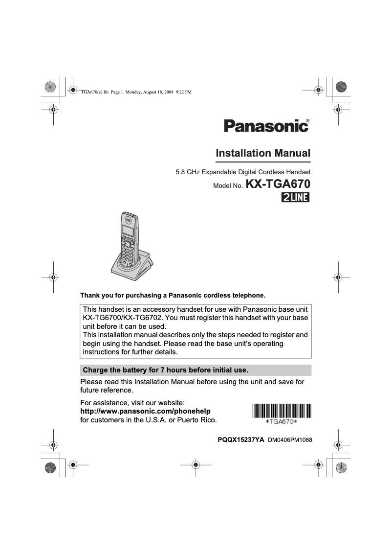Página 1 del manual Manual de usuario Panasonic KX-TGA670