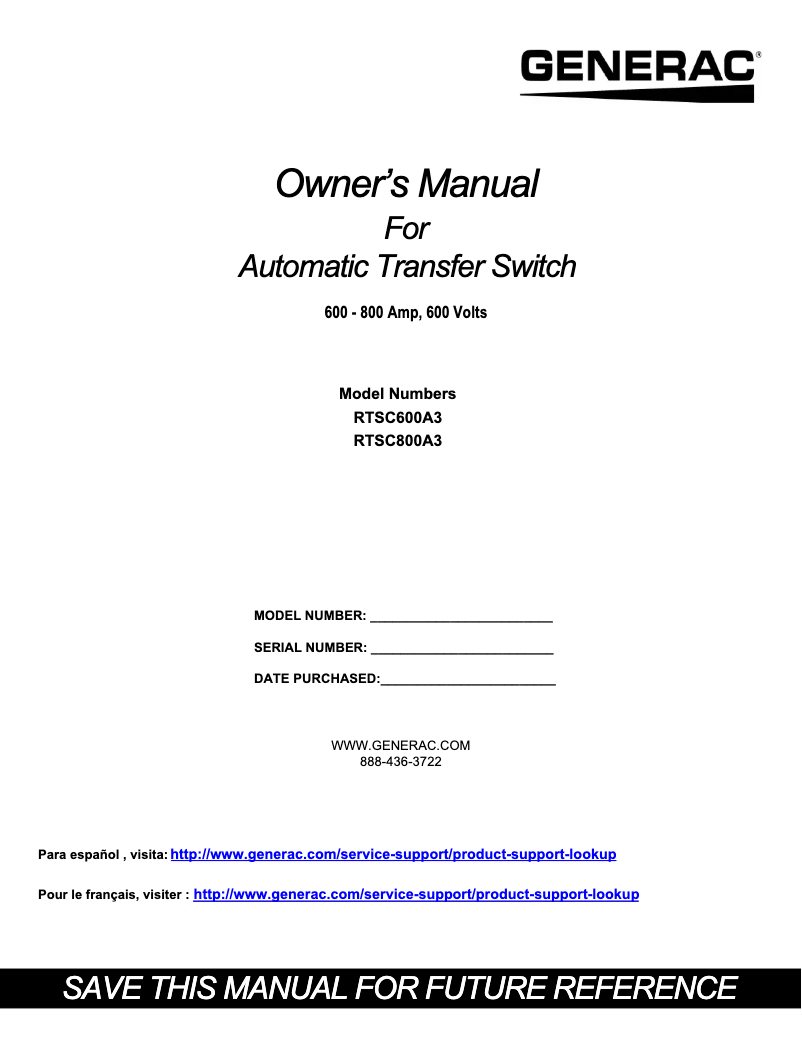 Image de la première page du manuel de l'appareil RTSC800A3
