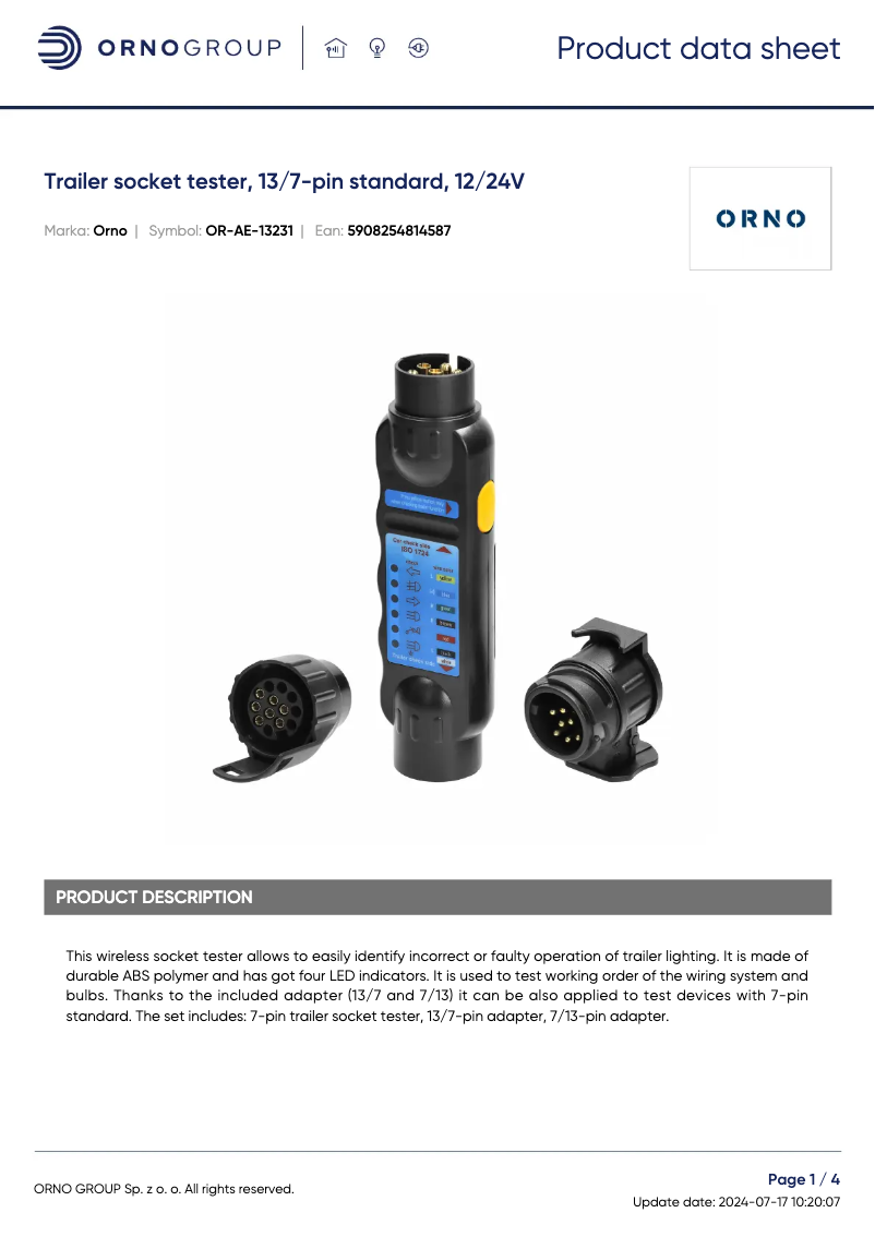 Image de la première page du manuel de l'appareil OR-AE-13231