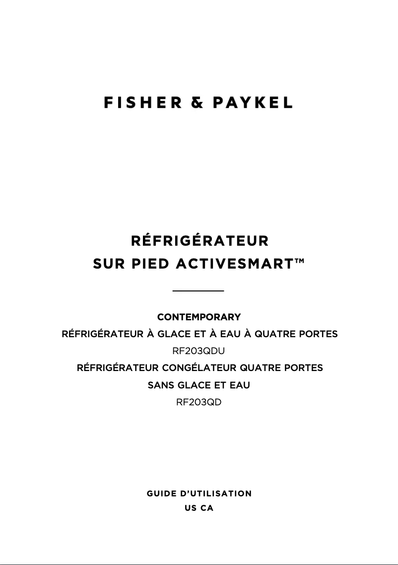 Page n°1 - Manuel utilisateur Fisher & Paykel RF203QDUVX1