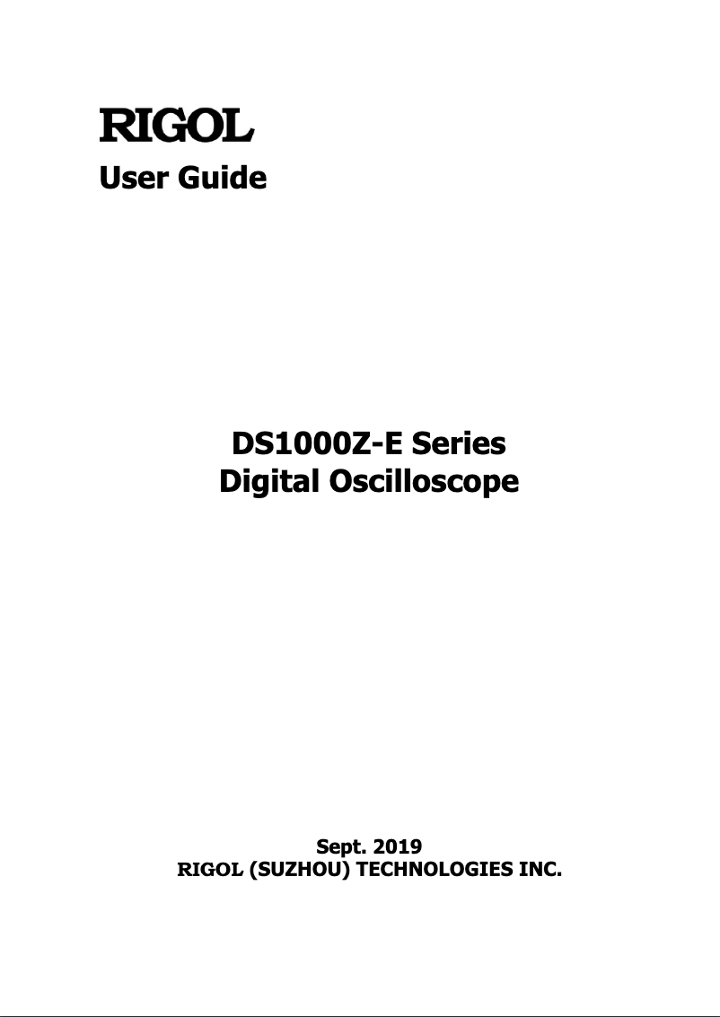 Page n°1 - Manuel utilisateur Rigol DS1102Z-E