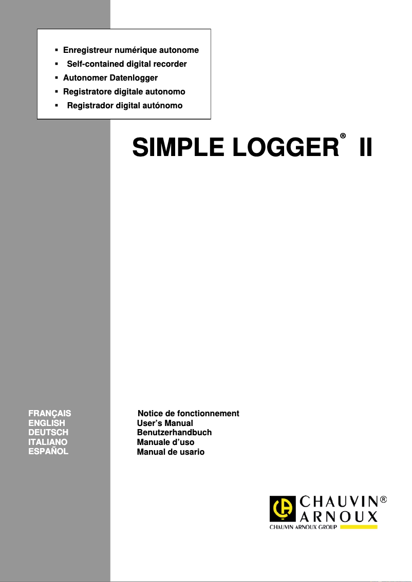 Page 1 de la notice Manuel utilisateur Chauvin Arnoux CL601