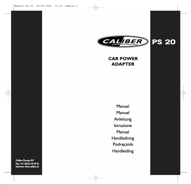 Page 1 de la notice Manuel utilisateur Caliber PS 20