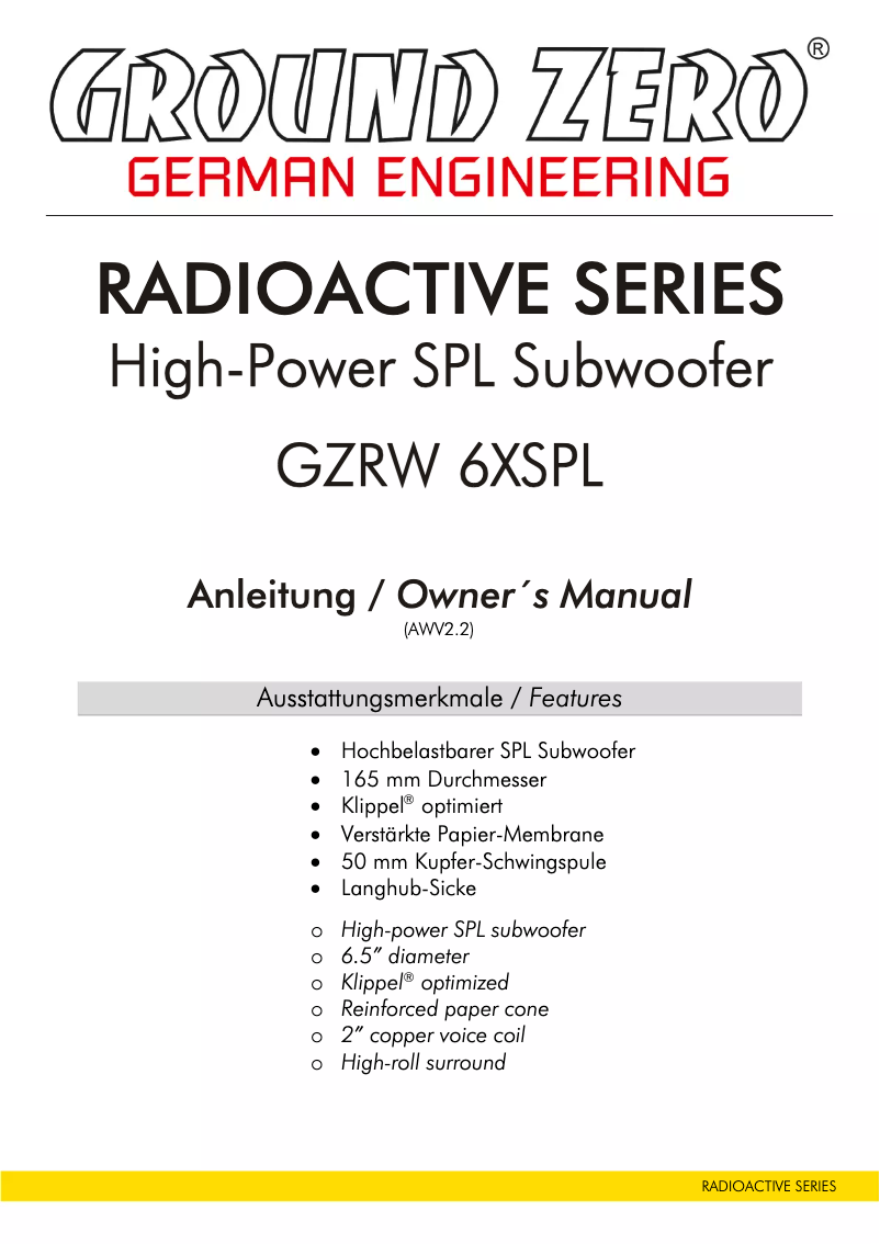 Imagen de la primera página del manual del dispositivo GZRW 6XSPL