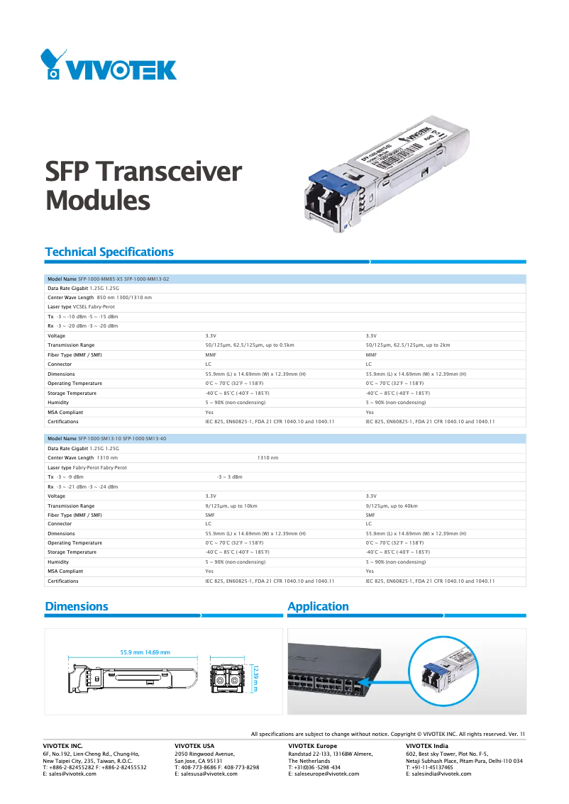 Image de la première page du manuel de l'appareil SFP-1000-SM13-10