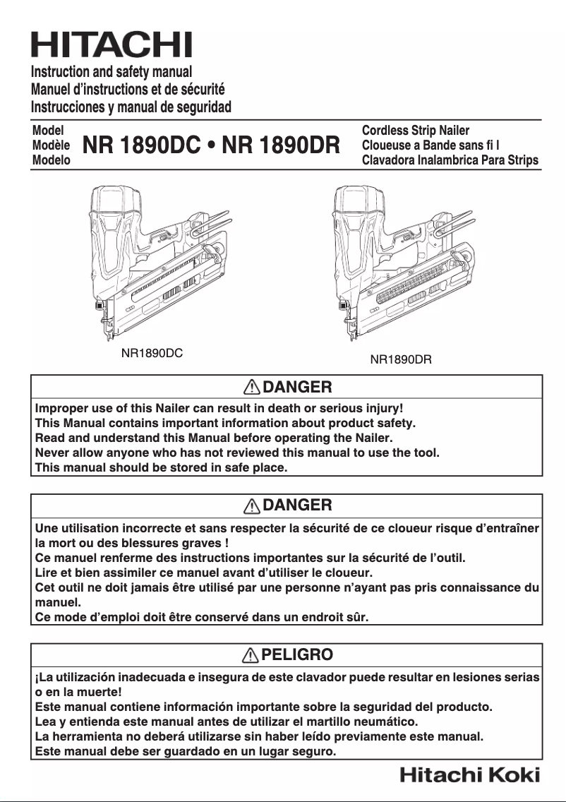 Page n°1 - Manuel utilisateur Hitachi NR1890DR
