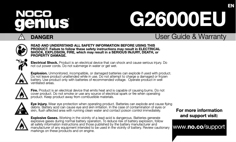 Page n°1 - Manuel utilisateur NOCO Genius G2600