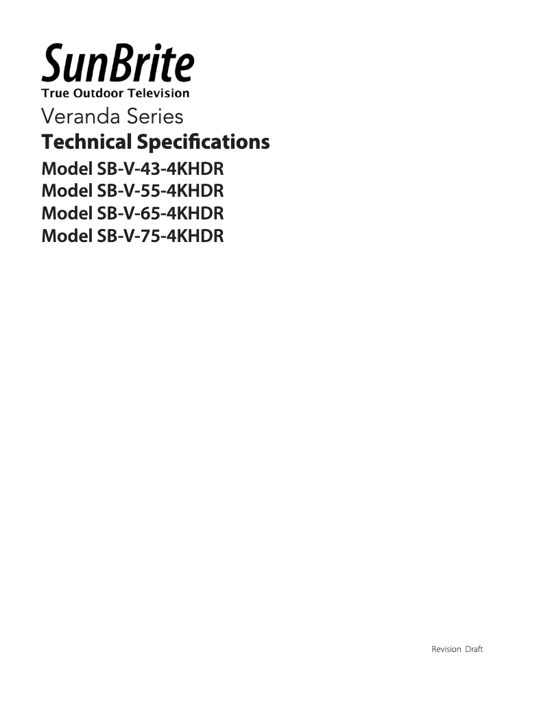 Page n°1 - Fiche technique SunBriteTV SB-V-43-4KHDR-BL