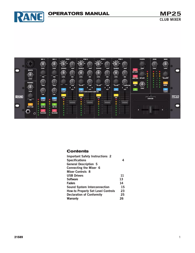 Page 1 de la notice Manuel utilisateur Rane MP-25