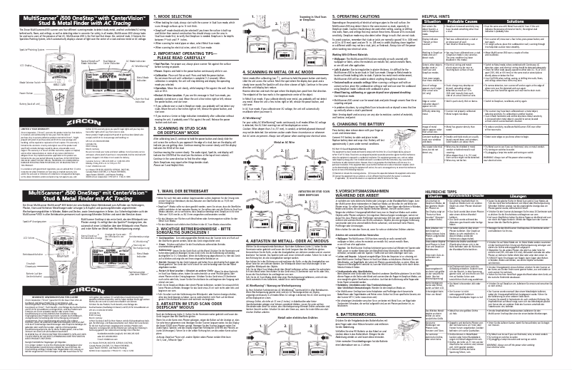 Page 1 de la notice Manuel utilisateur Zircon MultiScanner i500 OneStep