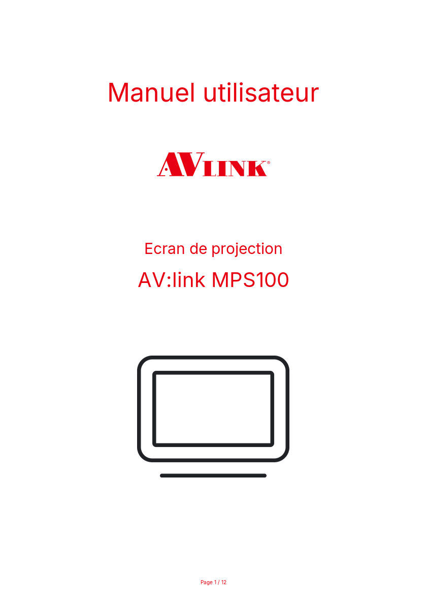 Page n°1 - Manuel utilisateur AV:link MPS100