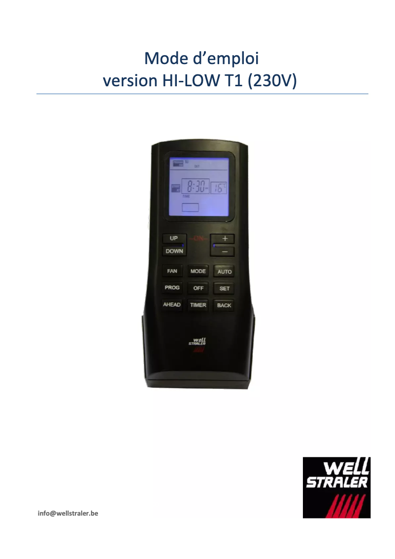 Page 1 de la notice Manuel utilisateur Well Straler T1