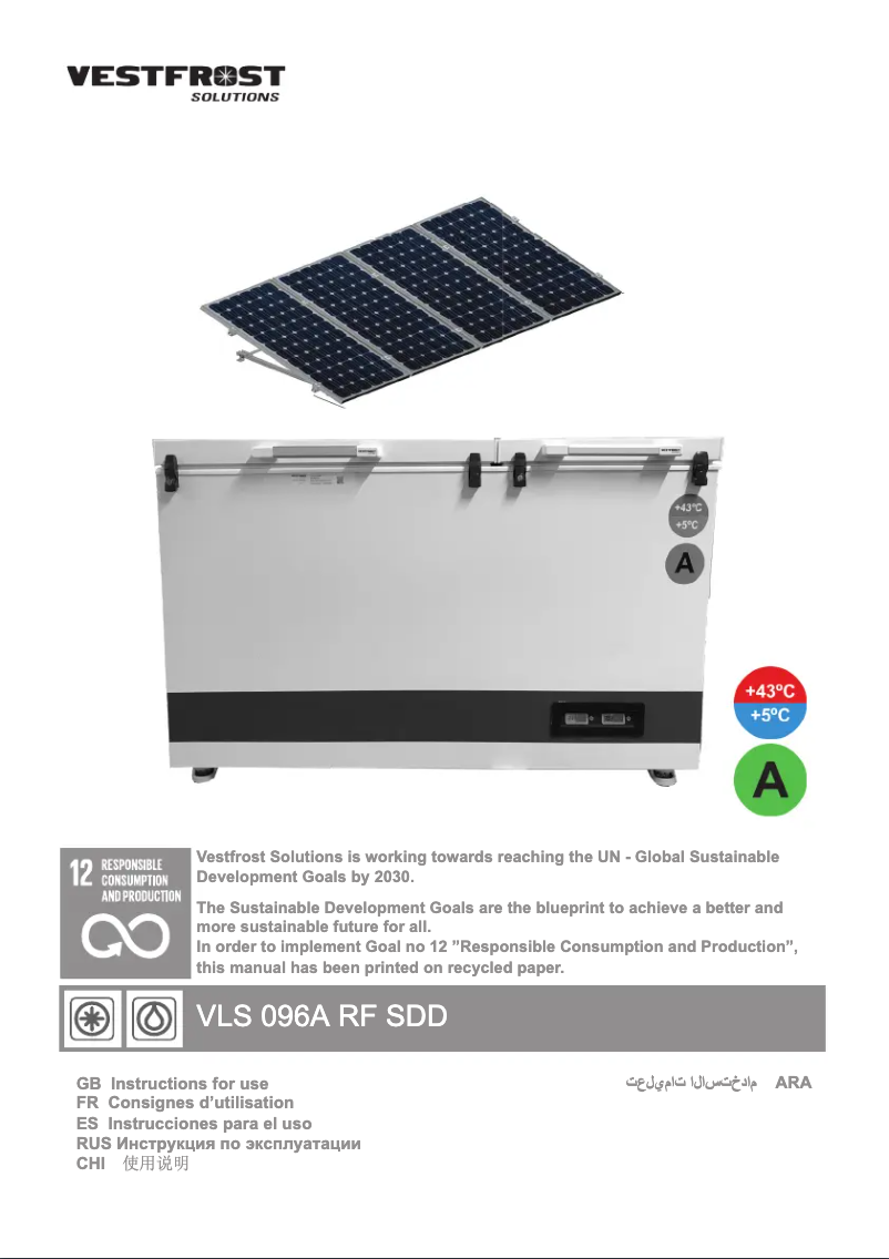 Page 1 de la notice Manuel utilisateur Vestfrost VLS 096A RF SDD