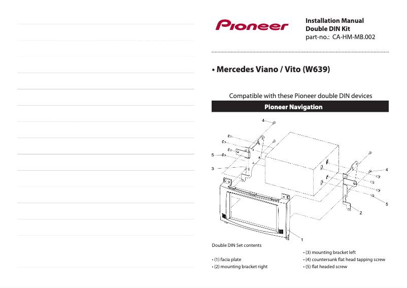 Page n°1 - Manuel utilisateur Pioneer CA-HM-MB.002