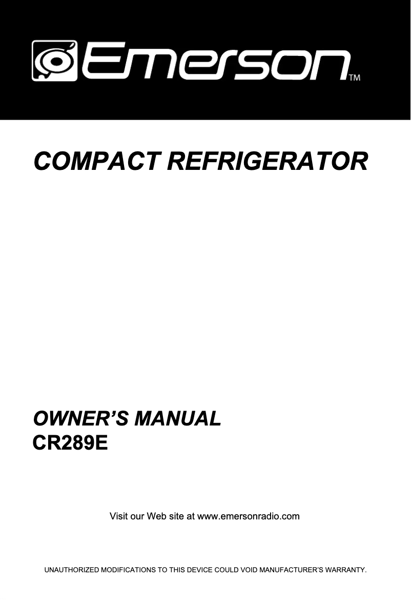 Page 1 de la notice Manuel utilisateur Emerson CR289E