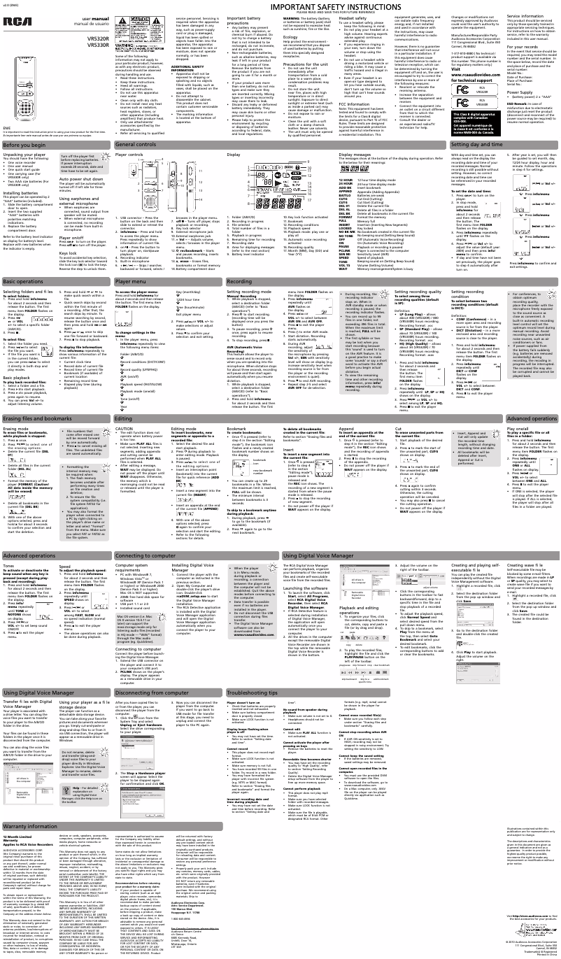 Página 1 del manual Manual de usuario audiovox VR5330R