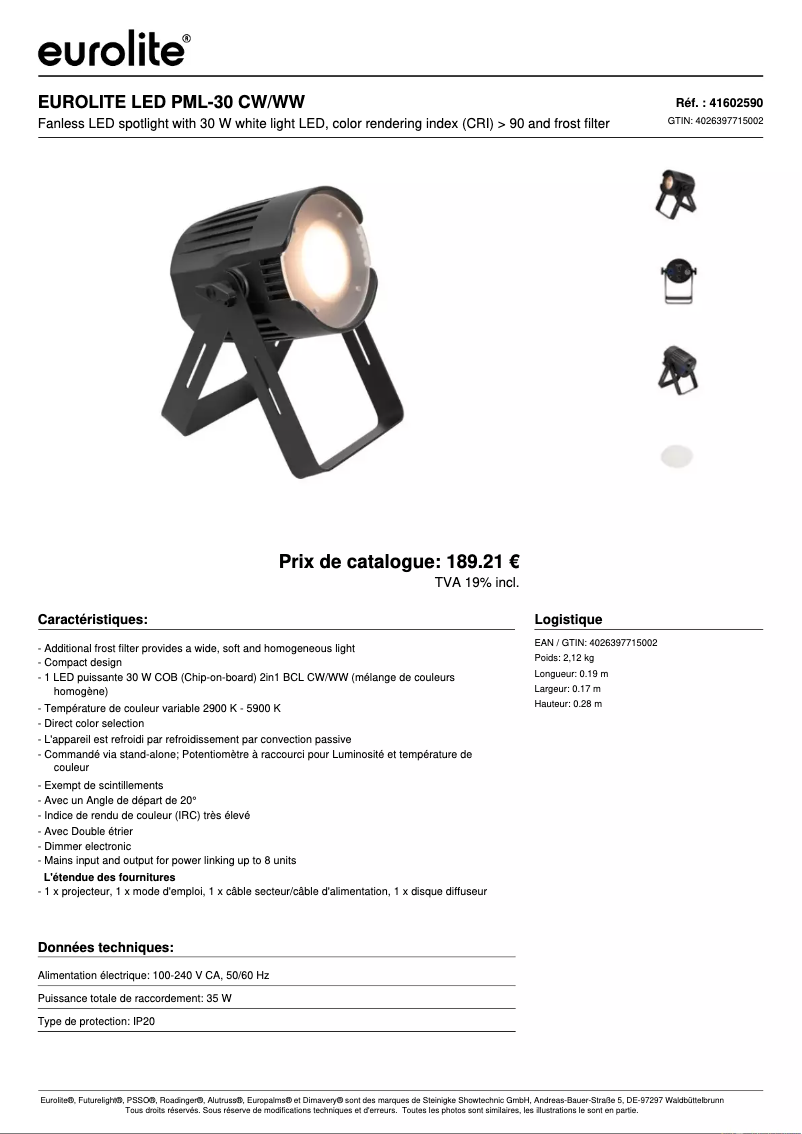 Image de la première page du manuel de l'appareil LED PML-30