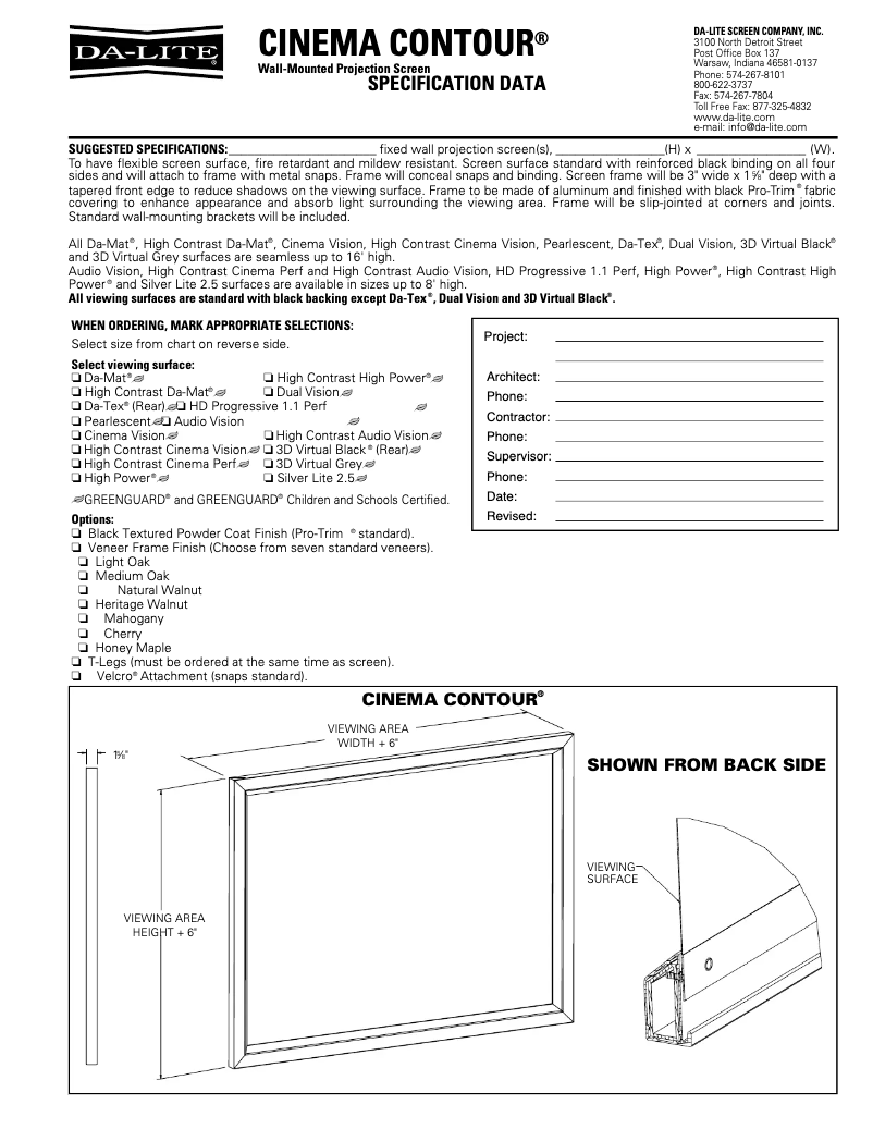 Page 1 de la notice Manuel utilisateur Da-Lite Audio Vision