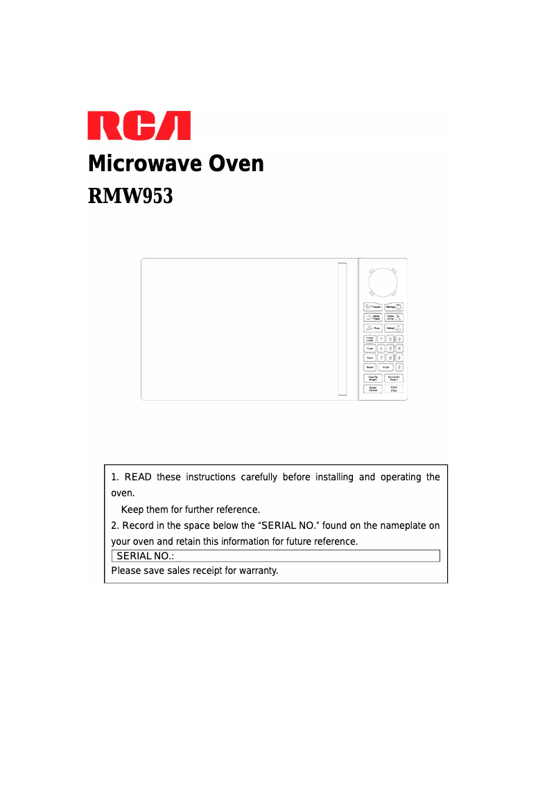 Image de la première page du manuel de l'appareil RMW953