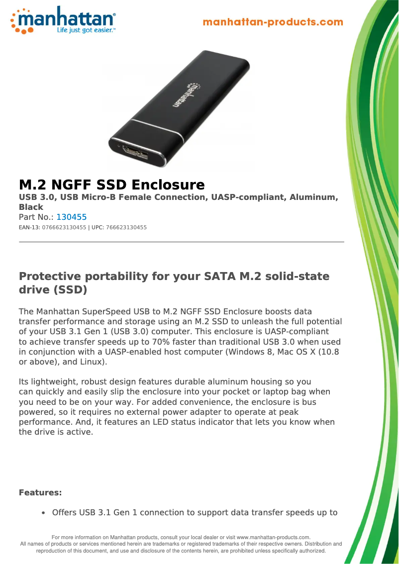 Page 1 de la notice Fiche technique Manhattan 130455