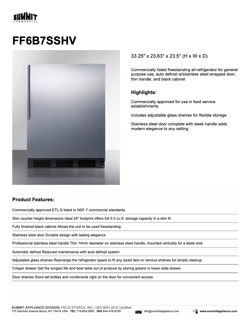 Imagen de la primera página del manual del dispositivo FF6B7SSHV