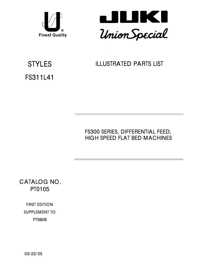 Page n°1 - Manuel utilisateur Union Special FS311L41