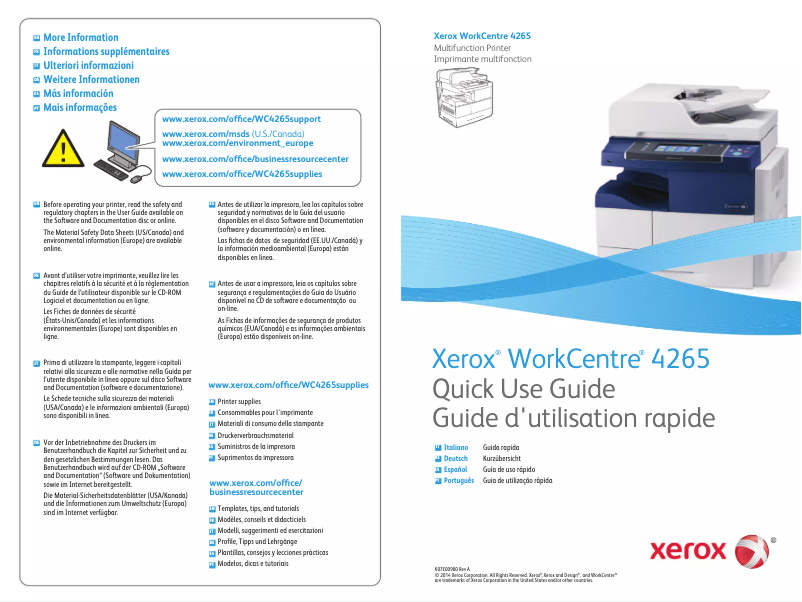 Page n°1 - Manuel utilisateur Xerox WorkCentre 4265