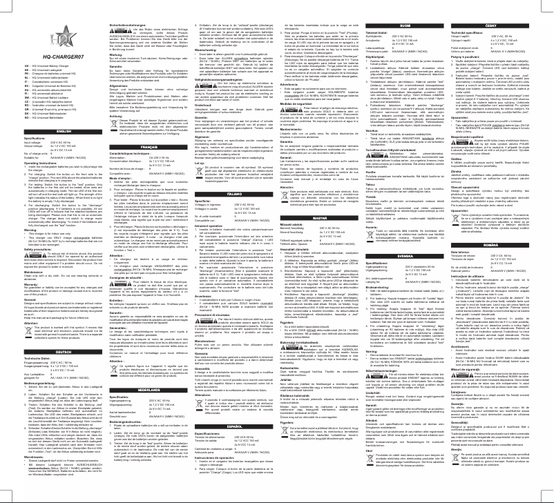 Page 1 de la notice Manuel utilisateur HQ CHARGER07