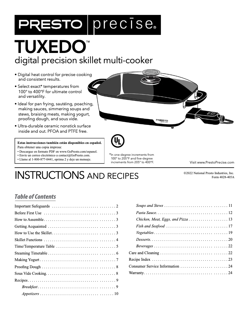 Image de la première page du manuel de l'appareil Tuxedo 06854