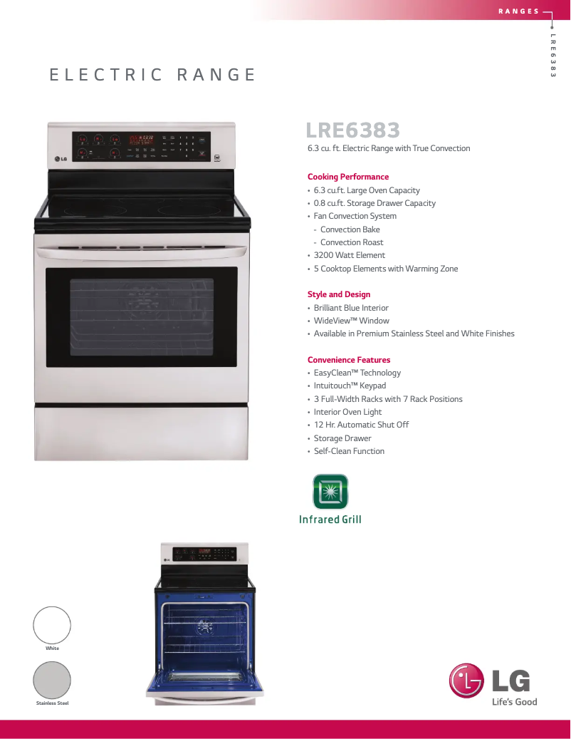 Página 1 del manual Ficha técnica LG LRE6383SW