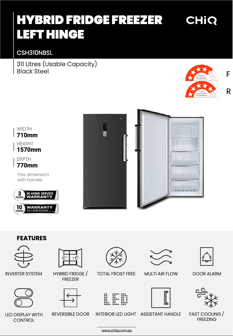 Page 1 de la notice Fiche technique CHiQ CSH310NBSL