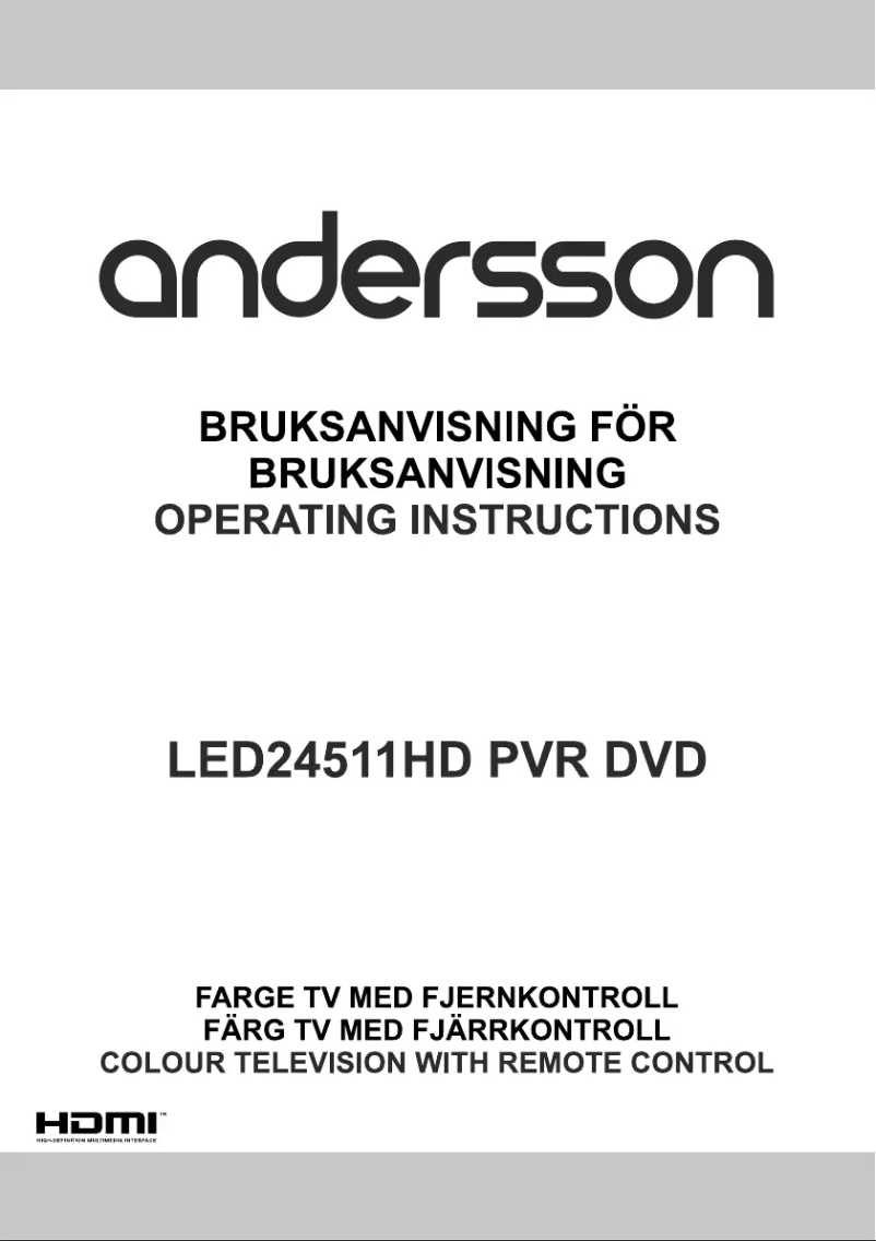 Page n°1 - Manuel utilisateur Andersson LED24511HD PVR DVD